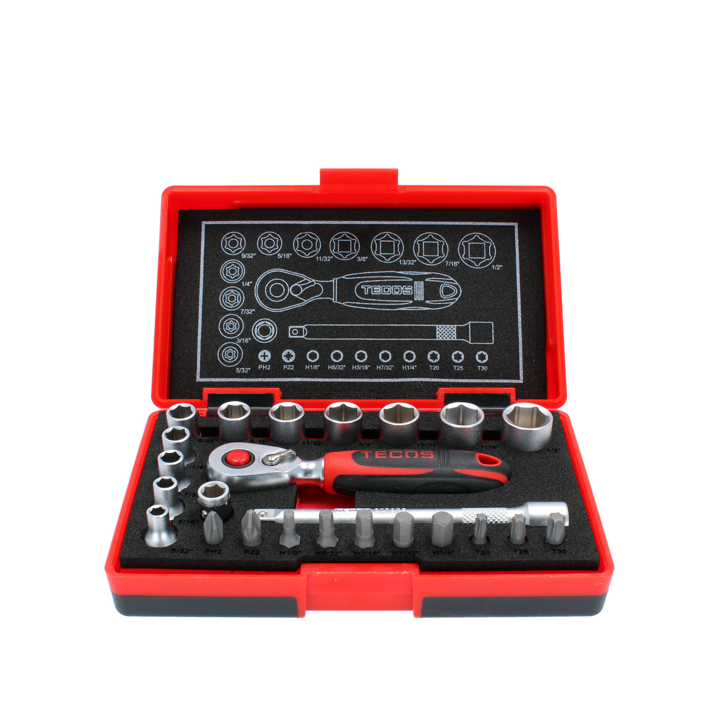 T-0624I Hylsnyckelset 1/4" 24 delar