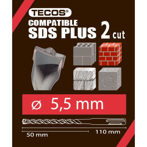 Hammarborr - SDS Plus, 5,5 × 110 mm, 2-Skär - 10 st.