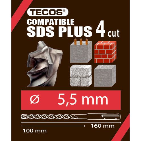 Hammarborr - SDS Plus, 5,5 × 160 mm, 4-Skär
