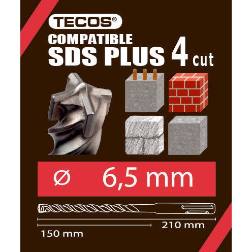 Hammarborr - SDS Plus, 6,5 × 210 mm, 4-Skär