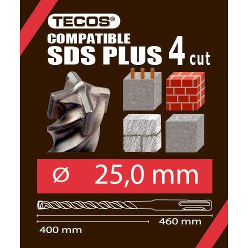 Hammarborr - SDS Plus, 25 × 460 mm, 4-Skär