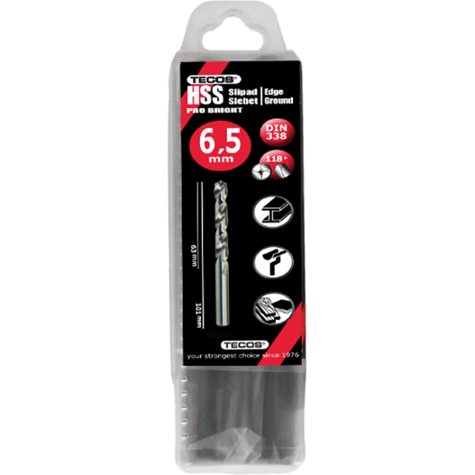 HSS borr Pro Bright - 6,5 × 101 mm - 10 st.
