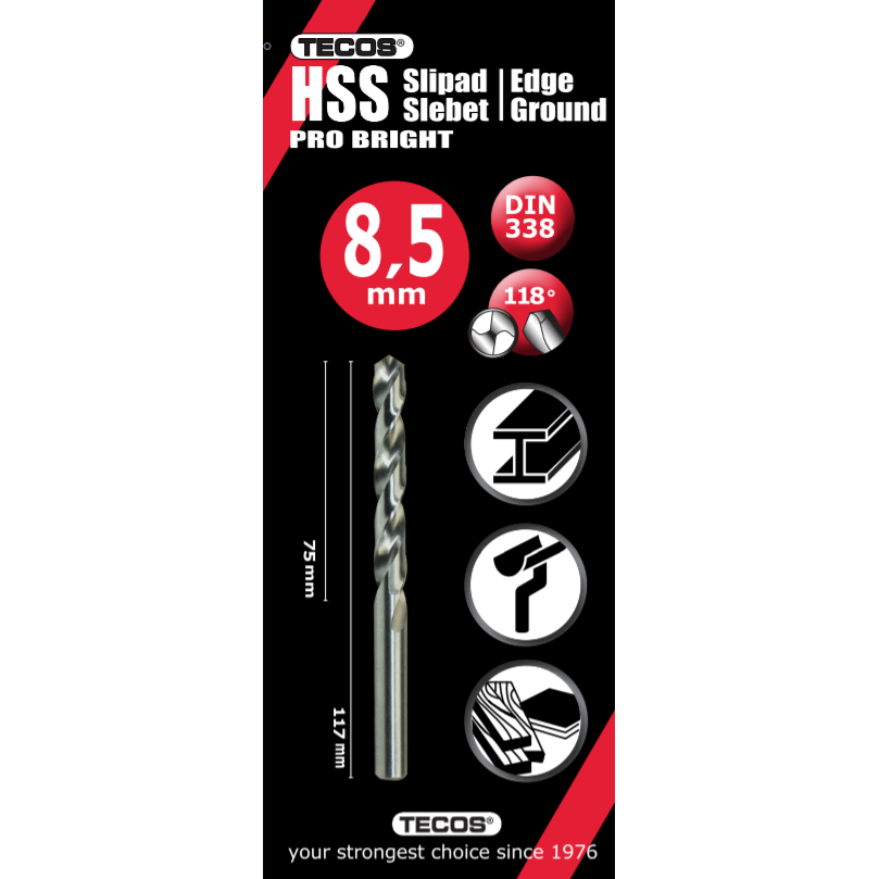 HSS borr Pro Bright - 8,5 × 117 mm