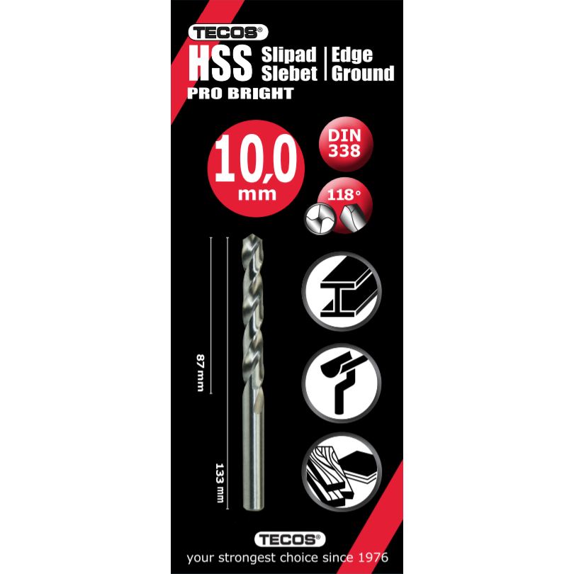 HSS borr Pro Bright - 10,0 × 133 mm