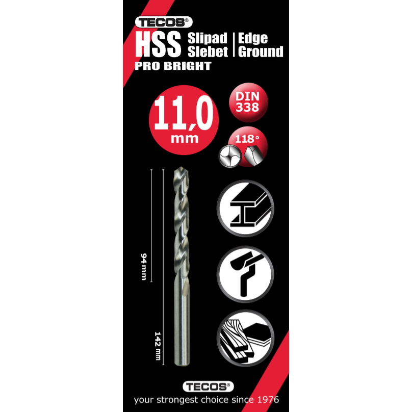 HSS borr Pro Bright - 11,0 × 142 mm