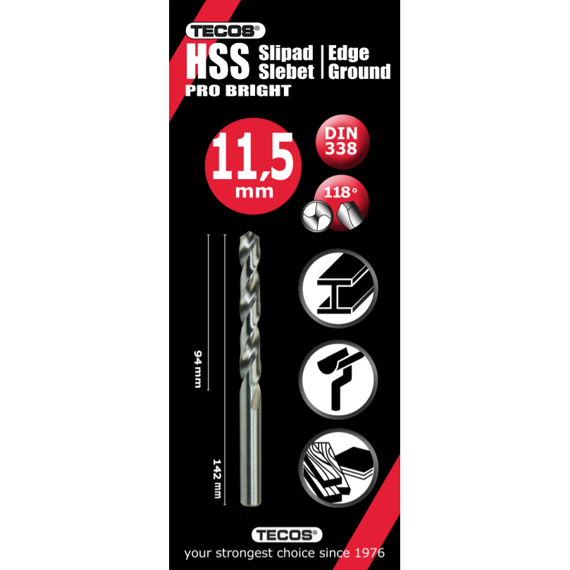 HSS borr Pro Bright - 11,5 × 142 mm