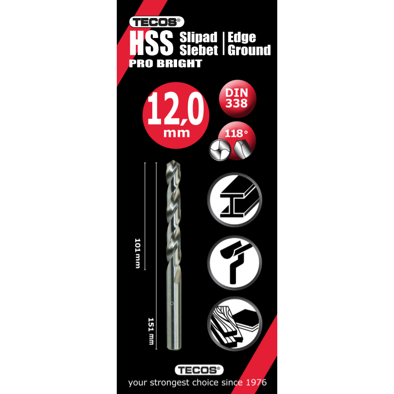 HSS borr Pro Bright - 12,0 × 151 mm