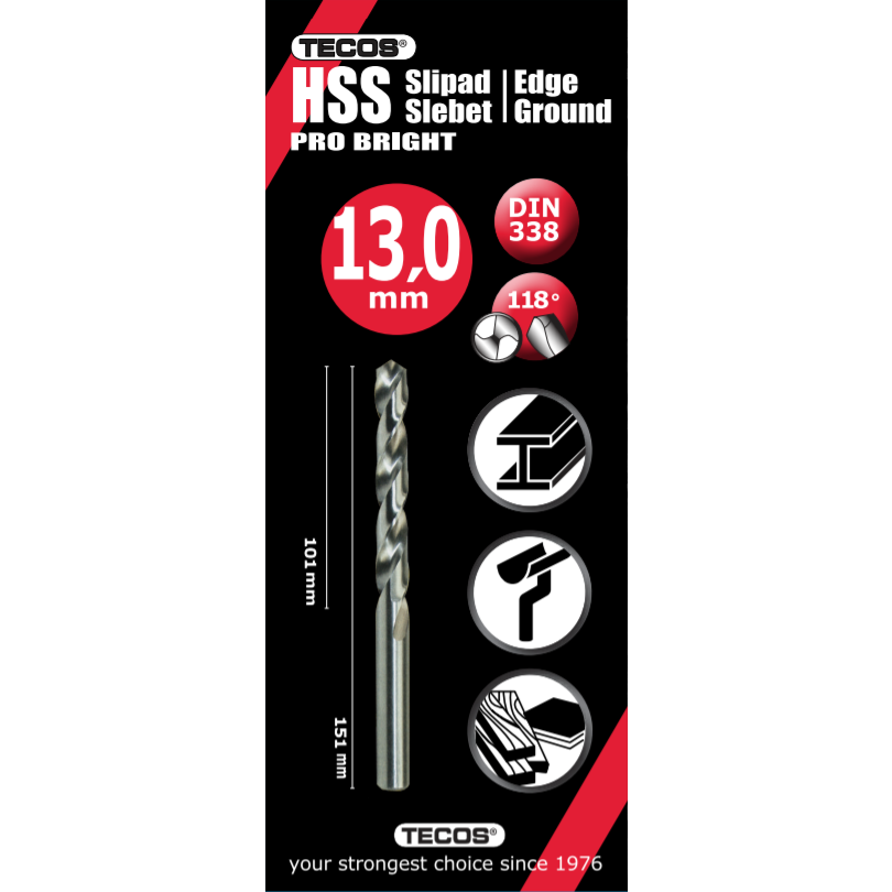 HSS borr Pro Bright - 13,0 × 151 mm