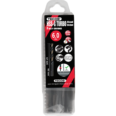 HSS Turbo-G borr - 6,5 × 101 mm - 10 st.