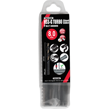 HSS Turbo-G borr - 8,5 × 117 mm - 10 st.