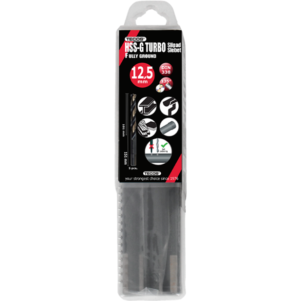 HSS Turbo-G borr - 13,0 × 151 mm - 5 st.