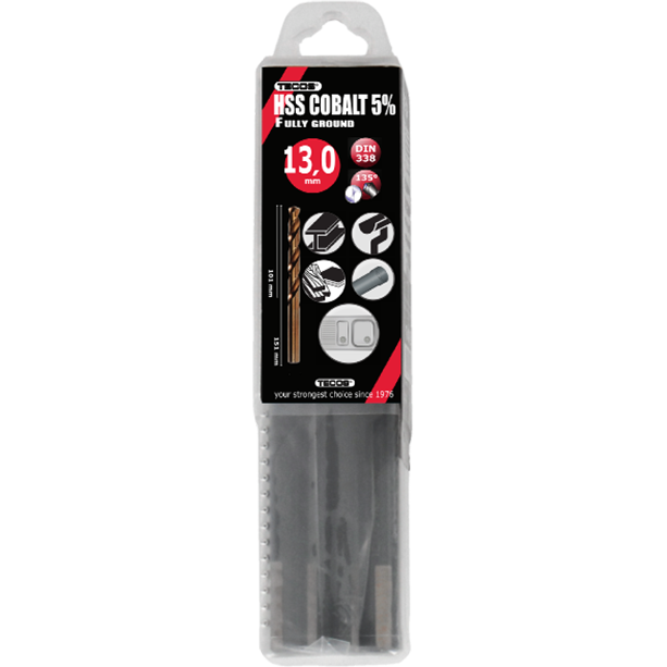 HSS-Cobalt borr 13,0x151 mm. DIN338 Box 5 stk.