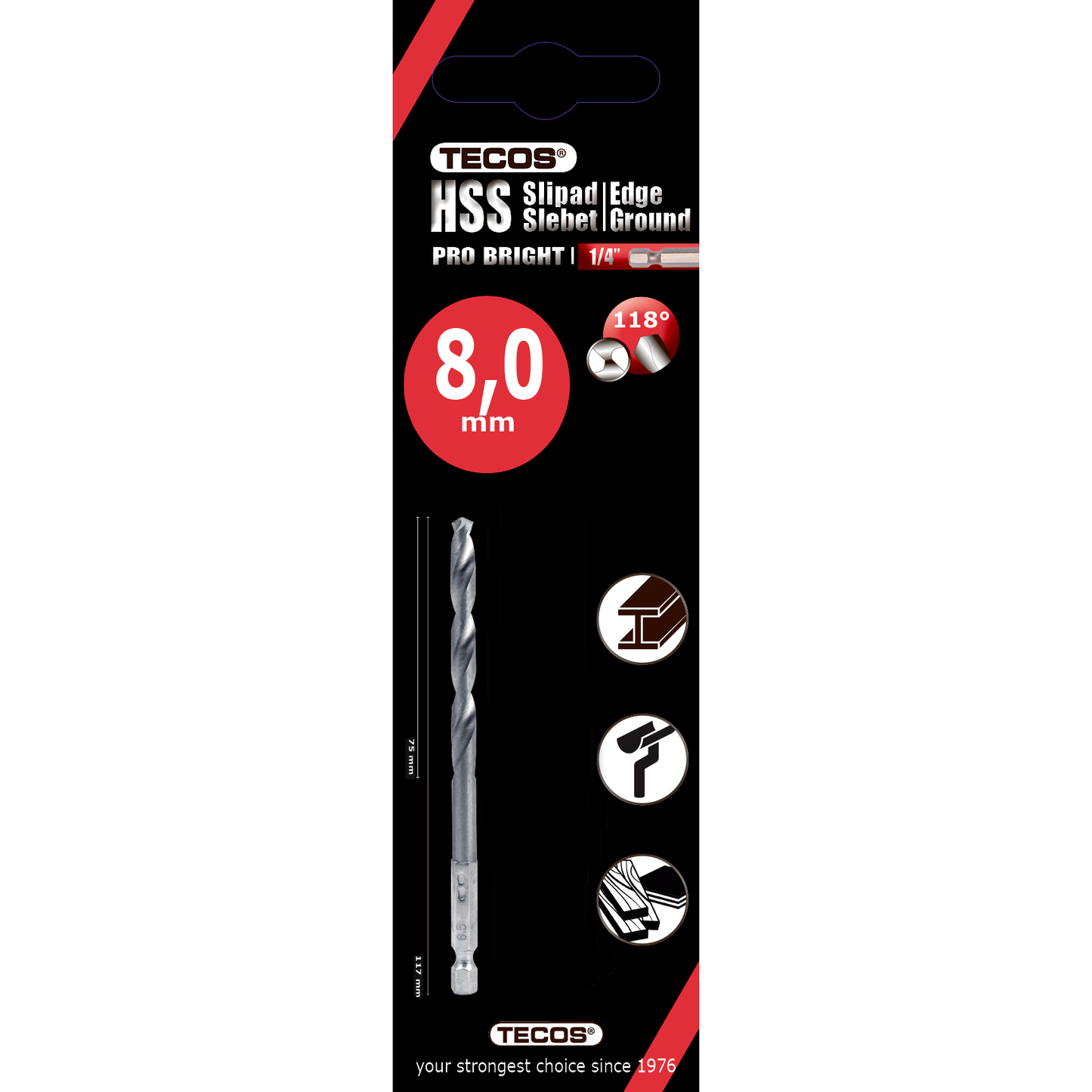 HSS borr Pro Bright 8,0 × 117 mm