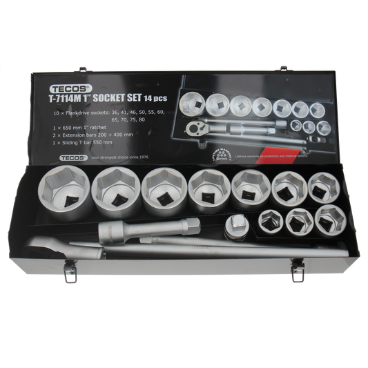 T-7114M Hylsnyckelset 1" 14 delar