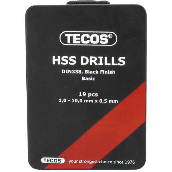 HSS-metallborrset, 19 delar: 1-10 mm