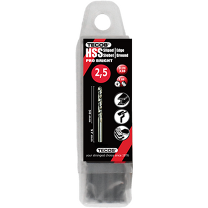 HSS borr Pro Bright - 2,5 × 57 mm - 10 st.