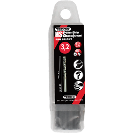 HSS borr Pro Bright - 3,2 × 65 mm - 10 st.