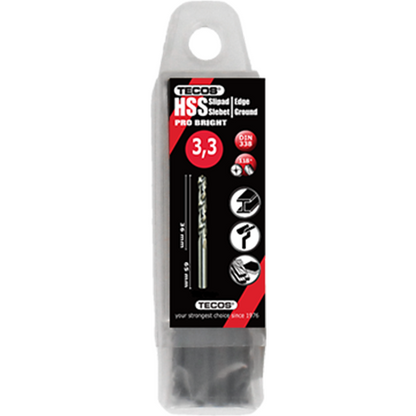 HSS borr Pro Bright - 3,3 × 65 mm - 10 st.