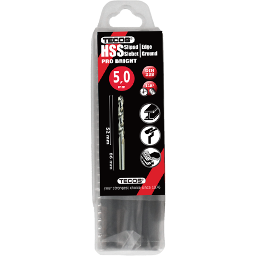 HSS borr Pro Bright - 5,0 × 86 mm - 10 st.