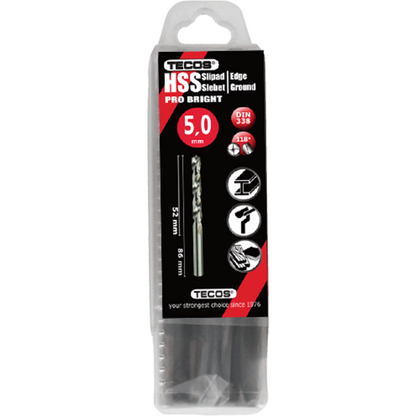 HSS borr Pro Bright - 5,0 × 86 mm - 10 st.