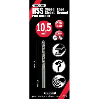 HSS borr Pro Bright - 10,5 × 133 mm