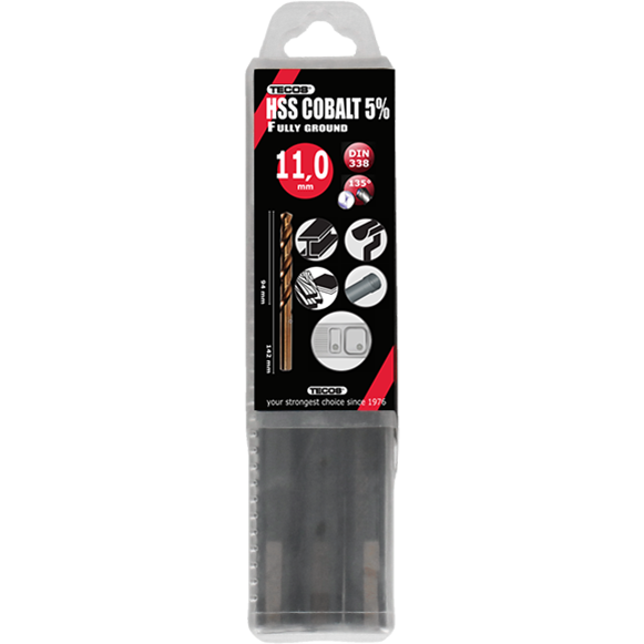 HSS-Cobalt borr 11,0x142 mm. DIN338 Box 5 stk.