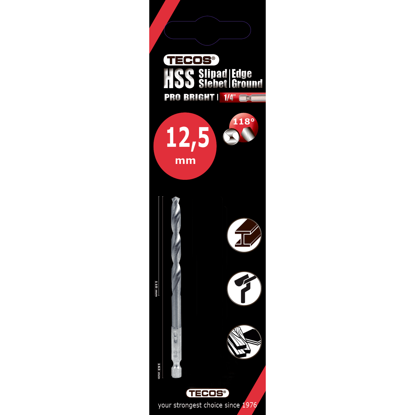 HSS borr Pro Bright 12,5 × 163 mm