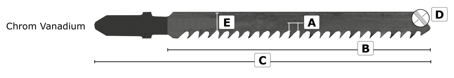 Sticksågsblad 3101 5 st., 100 mm CrV 10 tpi